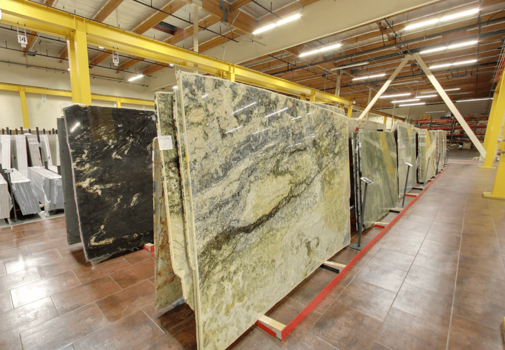 granite slabs sitting on a A-frame featured in The Ultimate Guide to Granite Countertops"